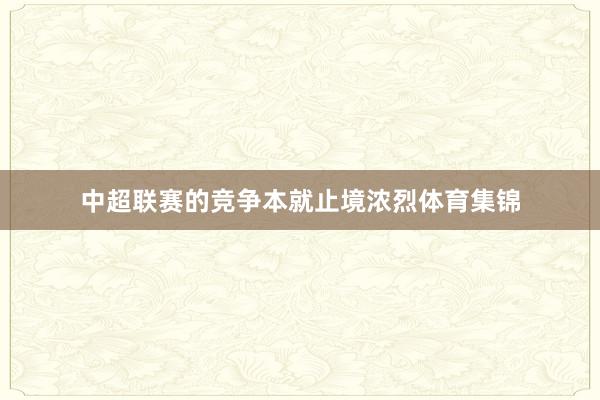 中超联赛的竞争本就止境浓烈体育集锦