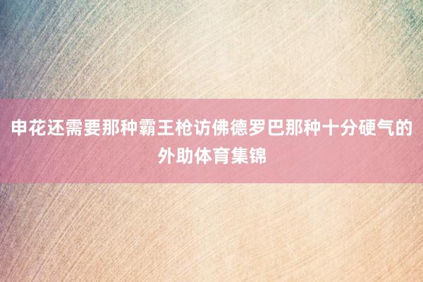 申花还需要那种霸王枪访佛德罗巴那种十分硬气的外助体育集锦