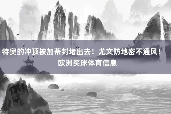 特奥的冲顶被加蒂封堵出去！尤文防地密不通风！    欧洲买球体育信息
