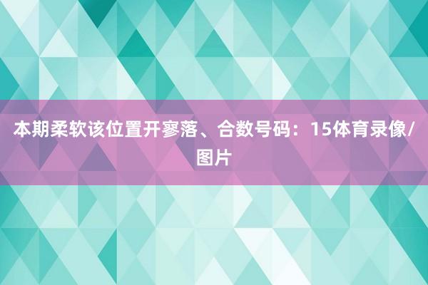 本期柔软该位置开寥落、合数号码:15体育录像/图片