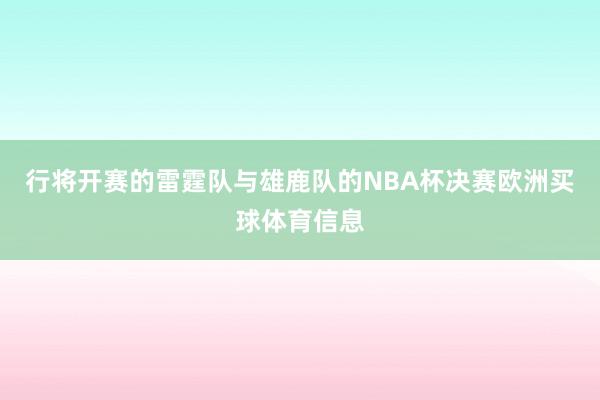 行将开赛的雷霆队与雄鹿队的NBA杯决赛欧洲买球体育信息