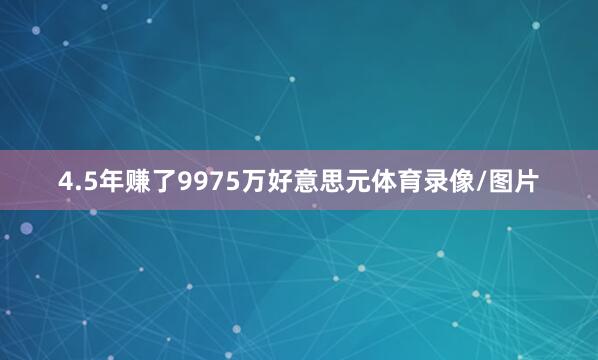 4.5年赚了9975万好意思元体育录像/图片