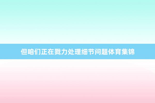 但咱们正在戮力处理细节问题体育集锦