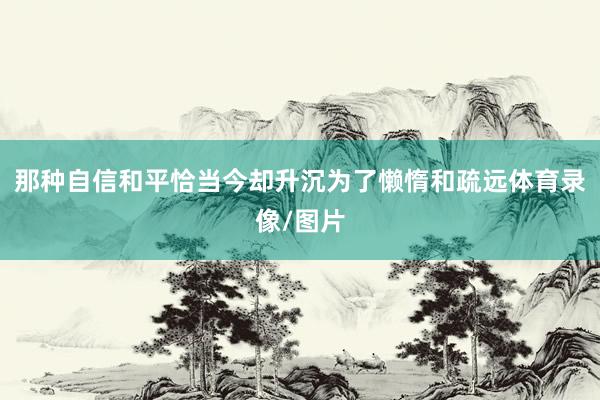 那种自信和平恰当今却升沉为了懒惰和疏远体育录像/图片