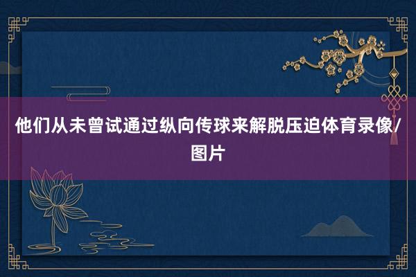 他们从未曾试通过纵向传球来解脱压迫体育录像/图片