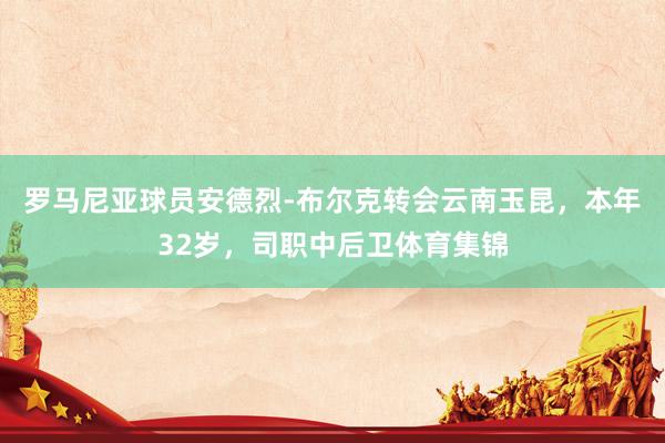 罗马尼亚球员安德烈-布尔克转会云南玉昆，本年32岁，司职中后卫体育集锦