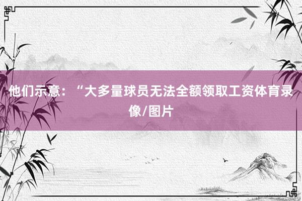 他们示意：“大多量球员无法全额领取工资体育录像/图片