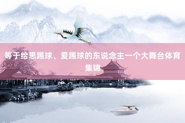 等于给思踢球、爱踢球的东说念主一个大舞台体育集锦